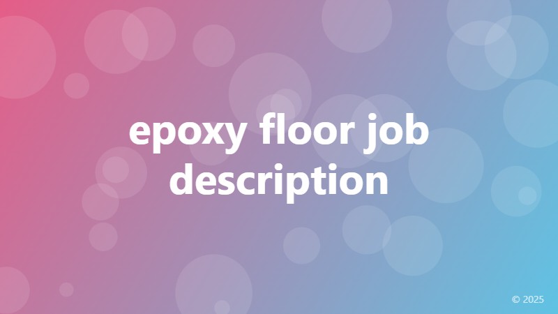 epoxy floor job description